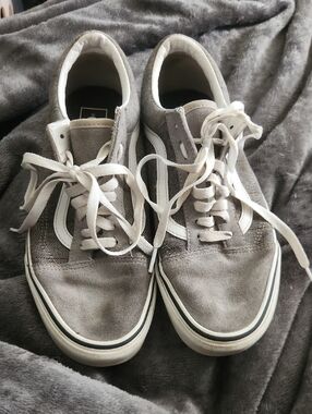 Vans Gray and White Low-Top Suede & Canvas Sneakers